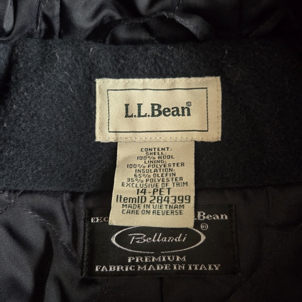 L.L. BEAN Lambswool Thinsulate Navy Duffel Toggle Coat Size 14 Petite - Picture 8 of 12